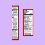 Alt text: "Two sides of a medication box with a purple background. Text details active ingredient, hydrocortisone 1%, and its anti-itch use for skin irritations."