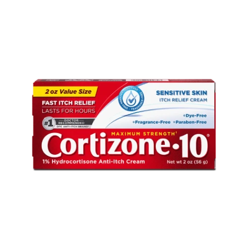 Cortizone-10 Maximum Strength Sensitive Skin Itch Relief Cream 2 oz product package