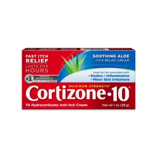 Cortizone-10 Maximum Strength Soothing Aloe Itch Relief Cream 1 oz product package