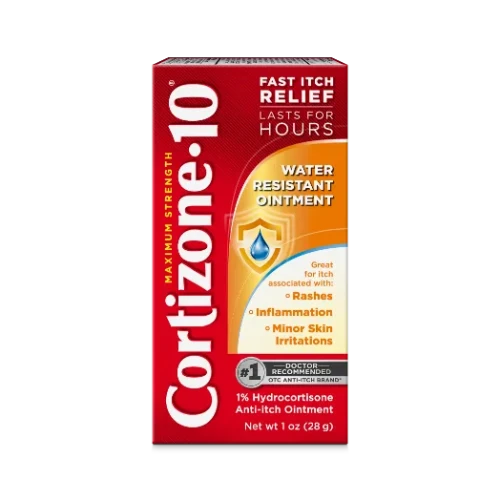 Cortizone-10 Maximum Strength Water Resistant Itch Relief Ointment 1 oz product package