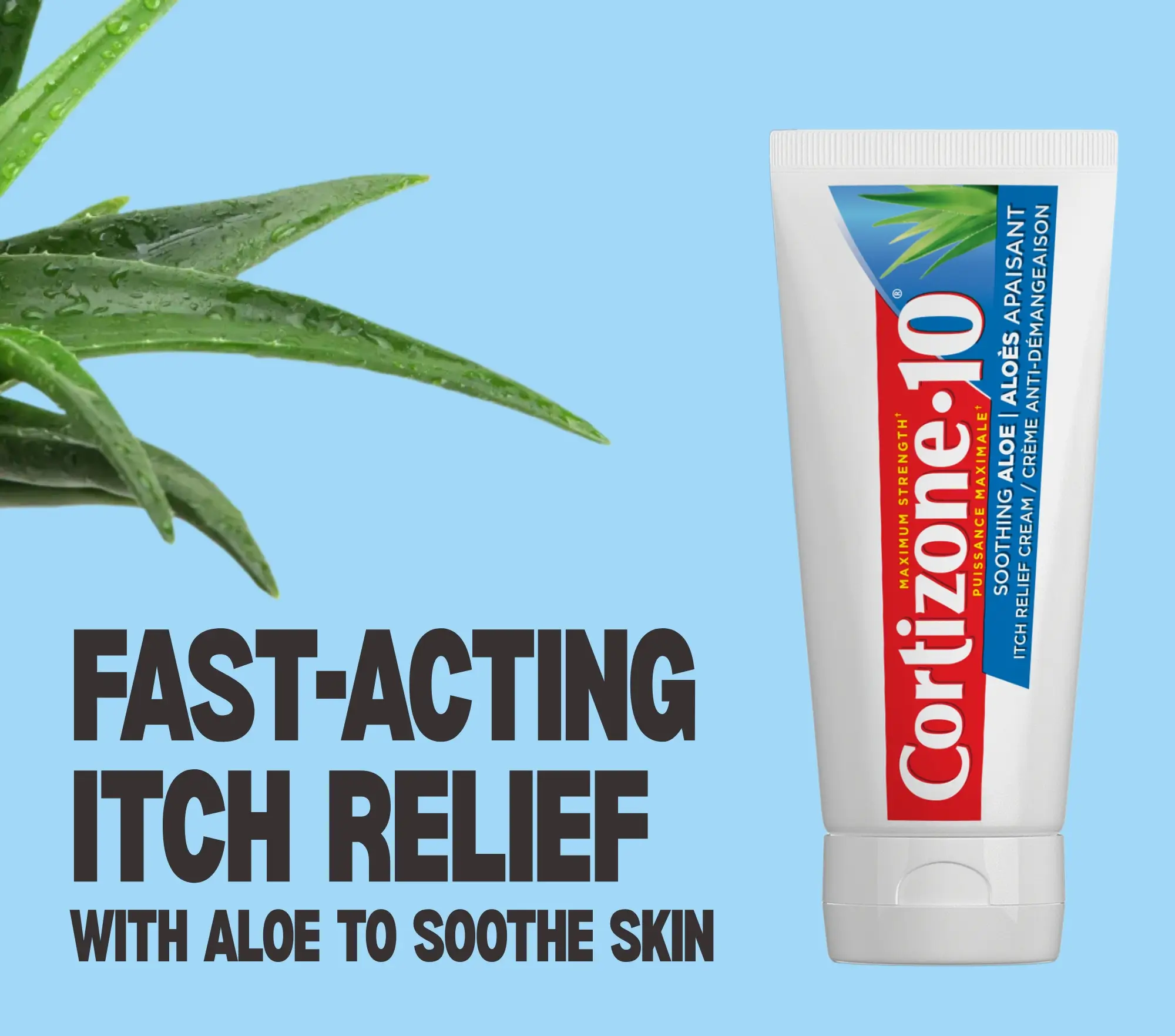 Cortizone-10 Soothing Aloe Itch Relief Cream provides fast-acting itch relief with aloe to soothe skin.