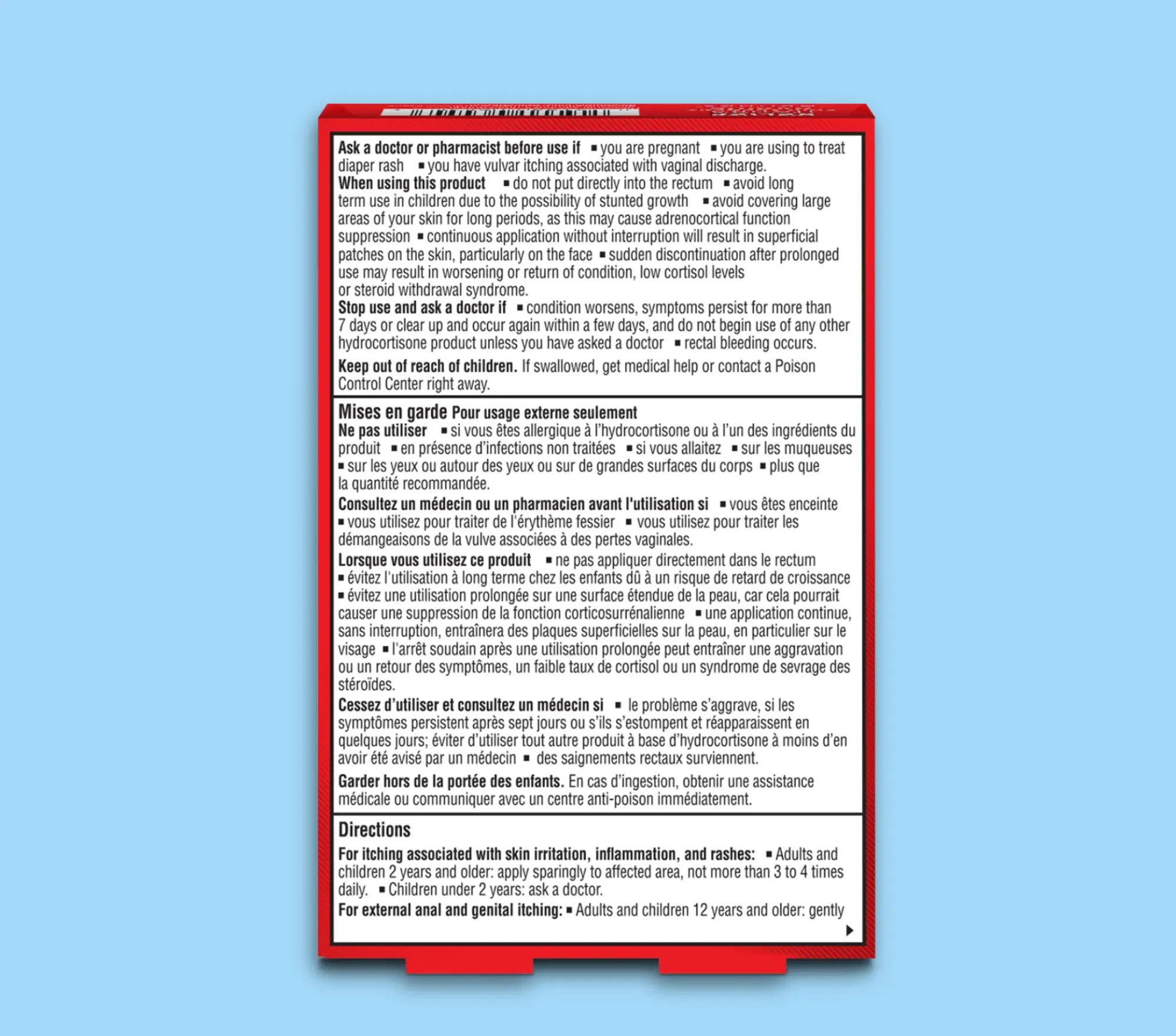 Arrière de l'emballage de Cortizone-10® Aloès apaisant applicateur soulagement-facile.