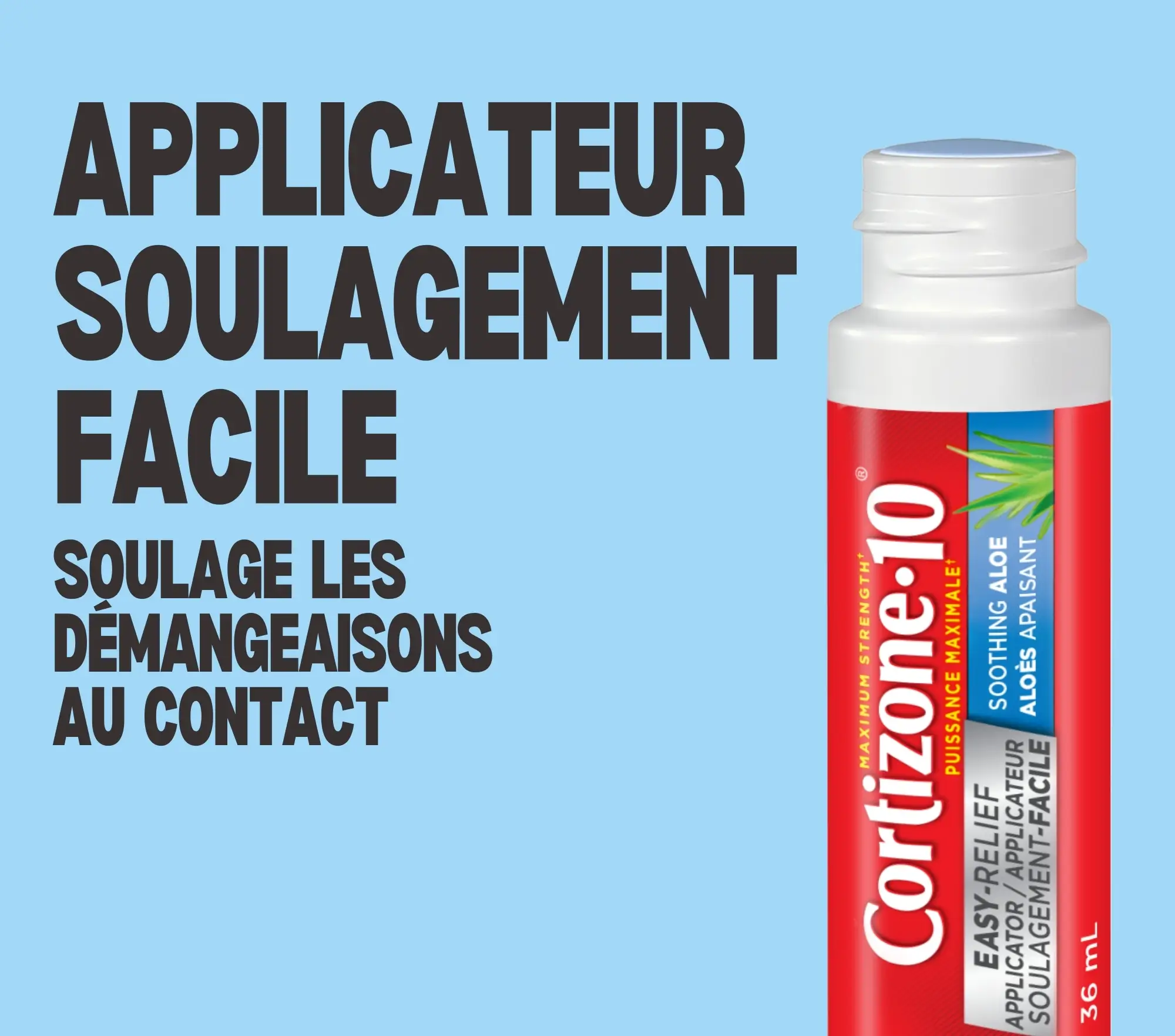 Cortizone-10® Aloès apaisant applicateur soulagement-facile soulage les démangeaisons au contact.