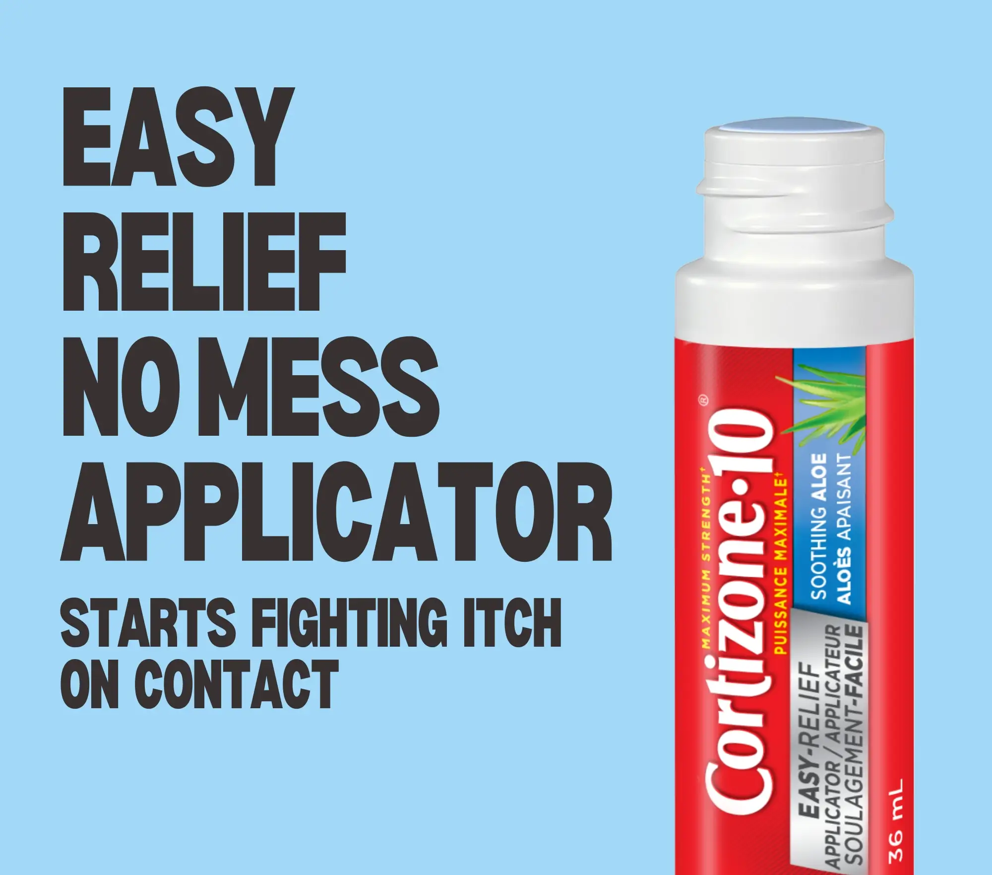 Cortizone-10 Soothing Aloe Easy Relief Applicator starts fighting itch on contact.