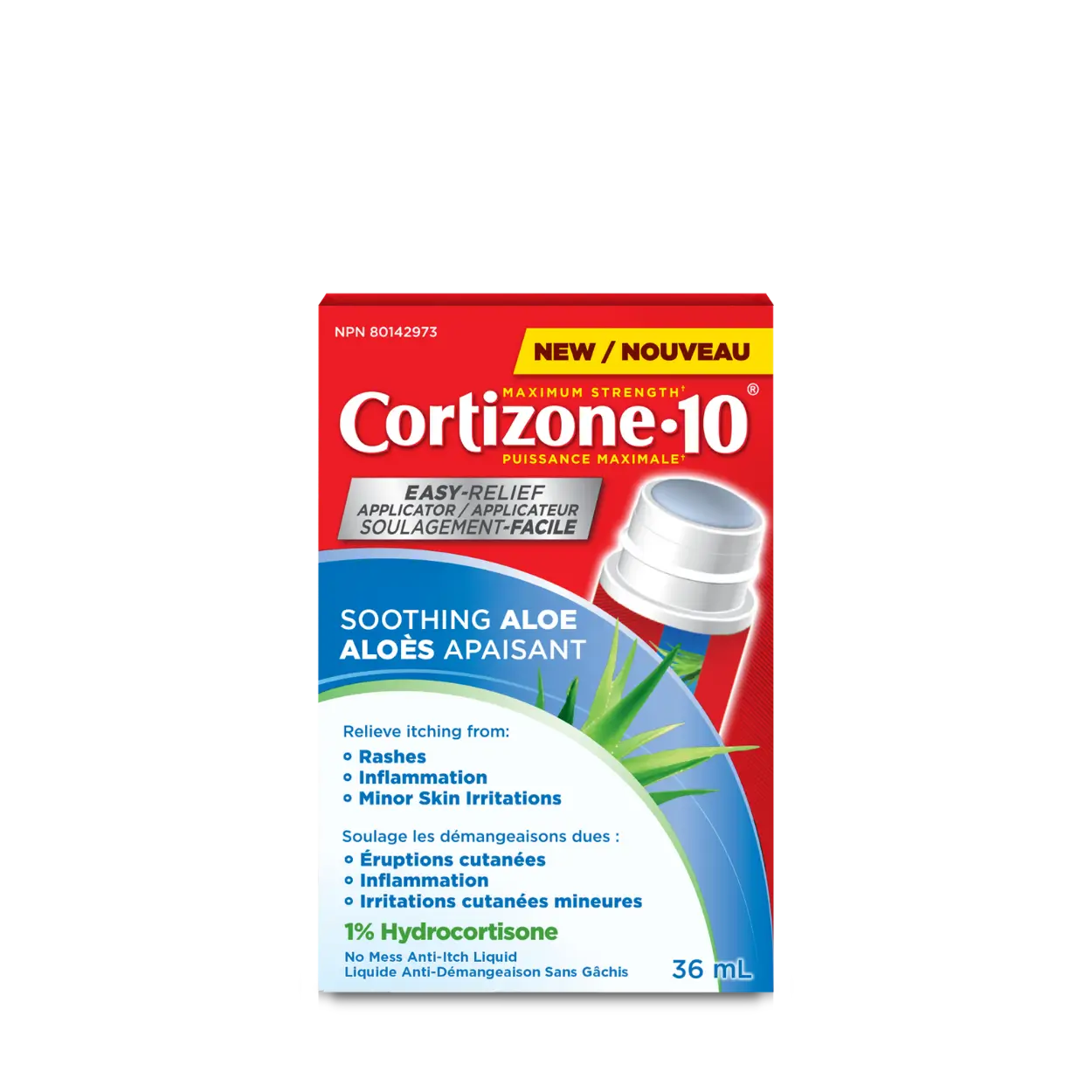 Front of pack of Cortizone-10 Soothing Aloe Easy Relief Applicator.