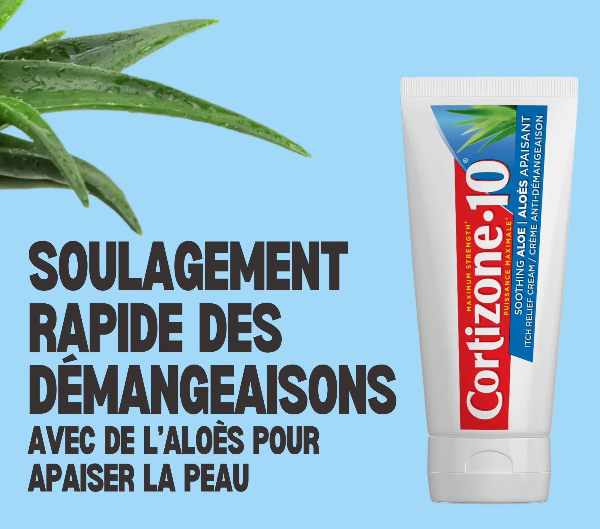 Cortizone-10® Crème anti-démangeaison aloès apaisant procure un soulagement rapide des démangeaisons et aide à apaiser la peau.