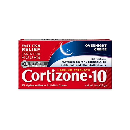 Image of outside packaging for  Cortizone 10® Maximum Strength Overnight Itch Relief Lavender Scent, 1% Hydrocortisone Anti-Itch Creme
