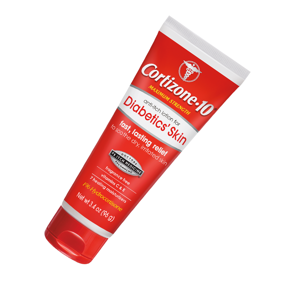 Front of Cortizone-10® Lotion for Diabetics' Skin Maximum Strength 1% Hydrocortisone With Vitamins C & E tube