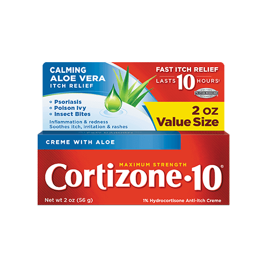 Cortizone-10® Max. Strength 1% Hydrocortisone Anti-Itch Creme With Soothing Aloe product packaging